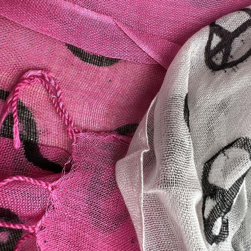 2pcs Hot Pink Semi Sheer Scarf , Delicate Drape For Warm Days,Office Appropriate Subtlety For Women Men