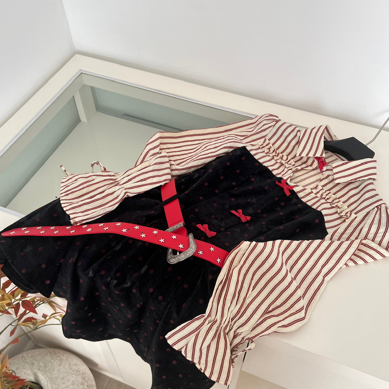 Women's Y2K Hot Girl Dress Polka Dot Shirt Paneled Velvet Bodycon Mini Dress