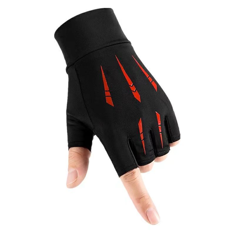 Summer Outdoor Sports Half-finger Gloves Made From Ice Silk With A Non-slip Grip