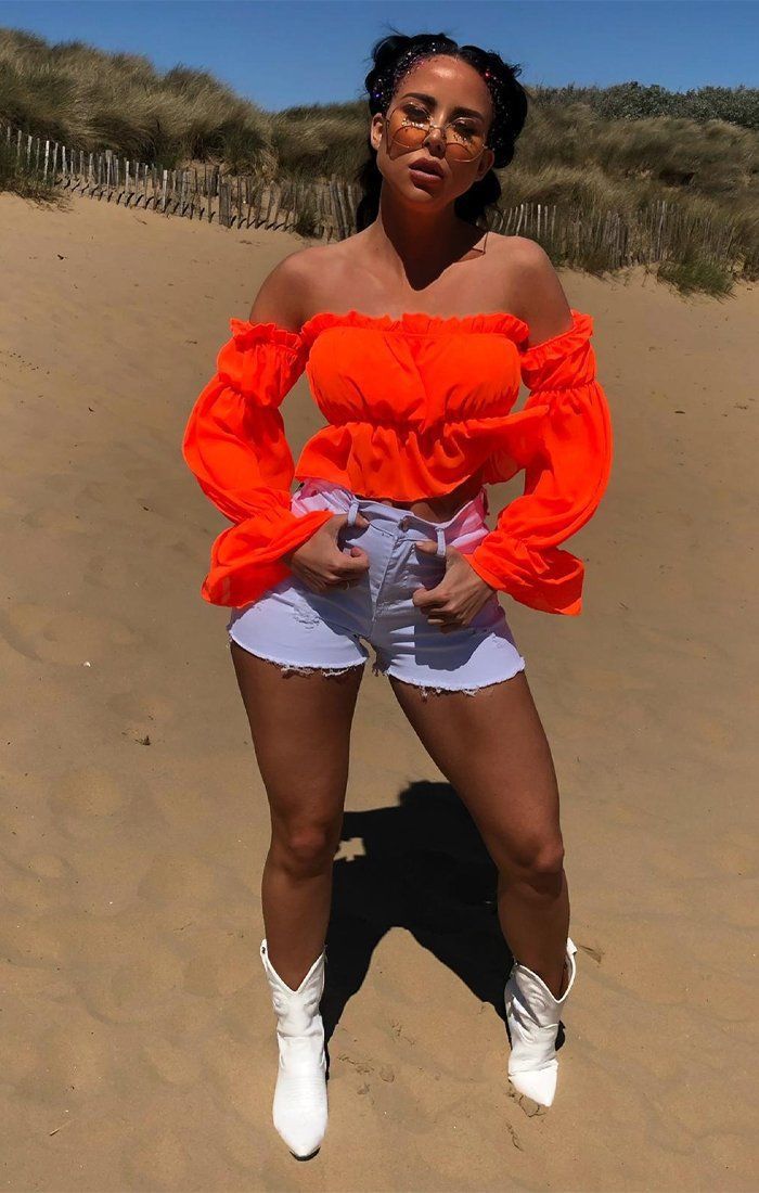 Solid Color Sexy Navel Ruffled Shoulder