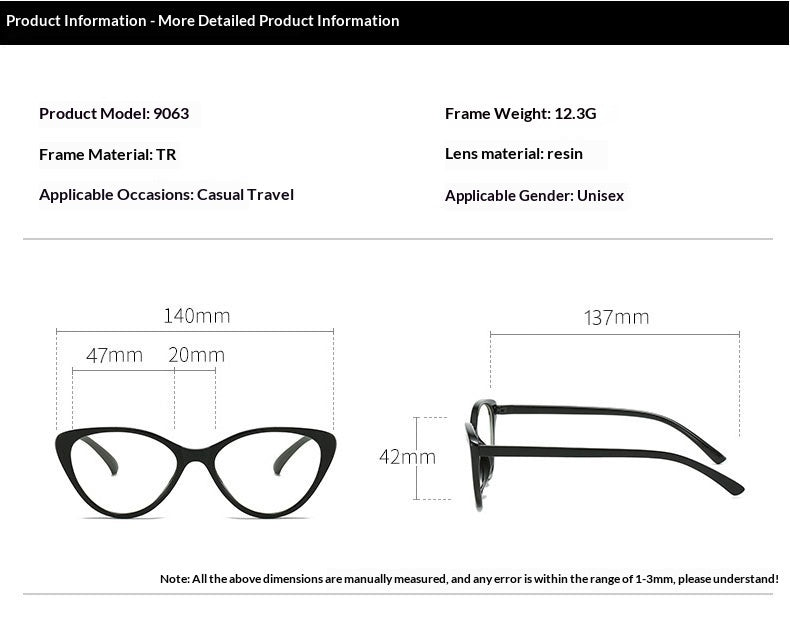 Lijia Fashion Cat Glasses Anti Blue Light Glasses Zhao Liying Same Style Goggles 9063