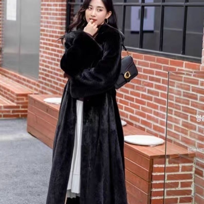 Womens Relaxed-fit Faux Mink Coat