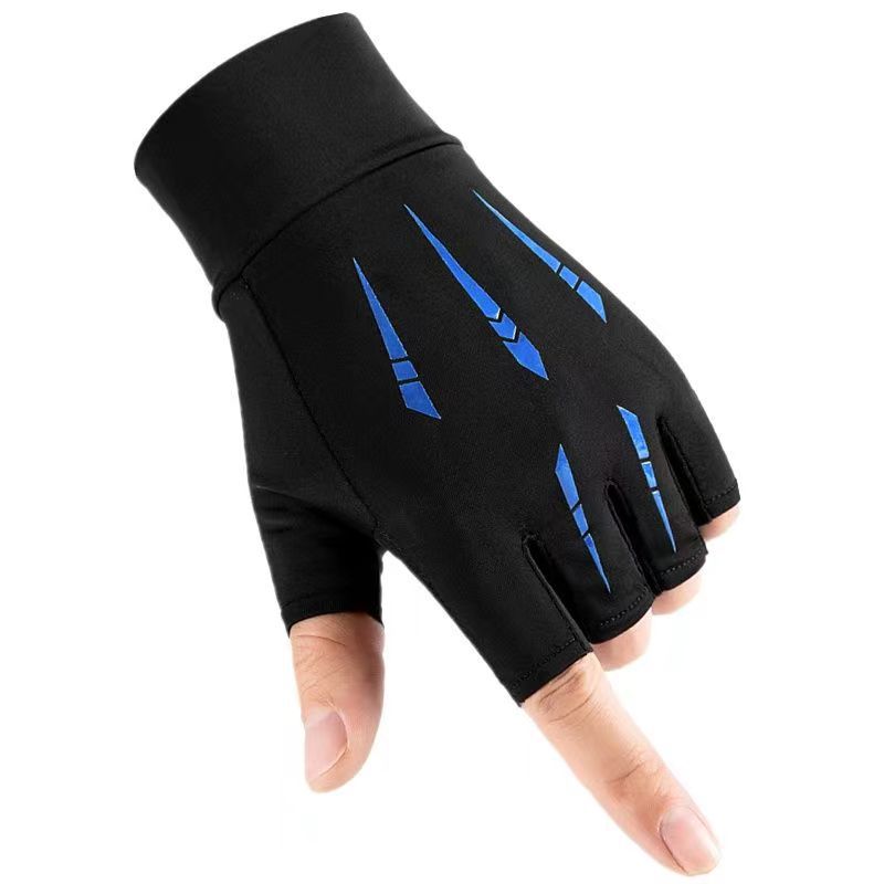 Summer Outdoor Sports Half-finger Gloves Made From Ice Silk With A Non-slip Grip
