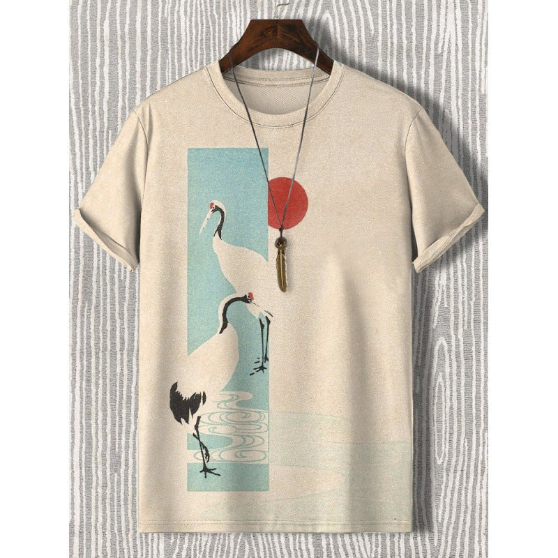 Mens 3D-printed Short-sleeve Sports T-shirt Top