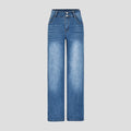 Womens Casual Straight-leg Denim Wide-leg Pants