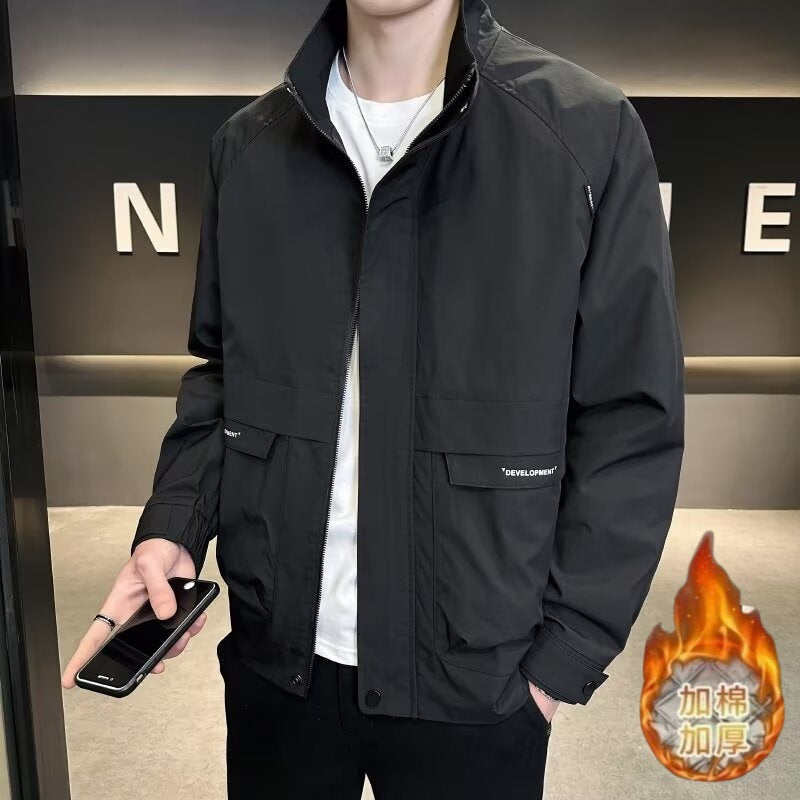 Mens Versatile Casual Jacket A Stylish And Handsome Stand-collar Jacket