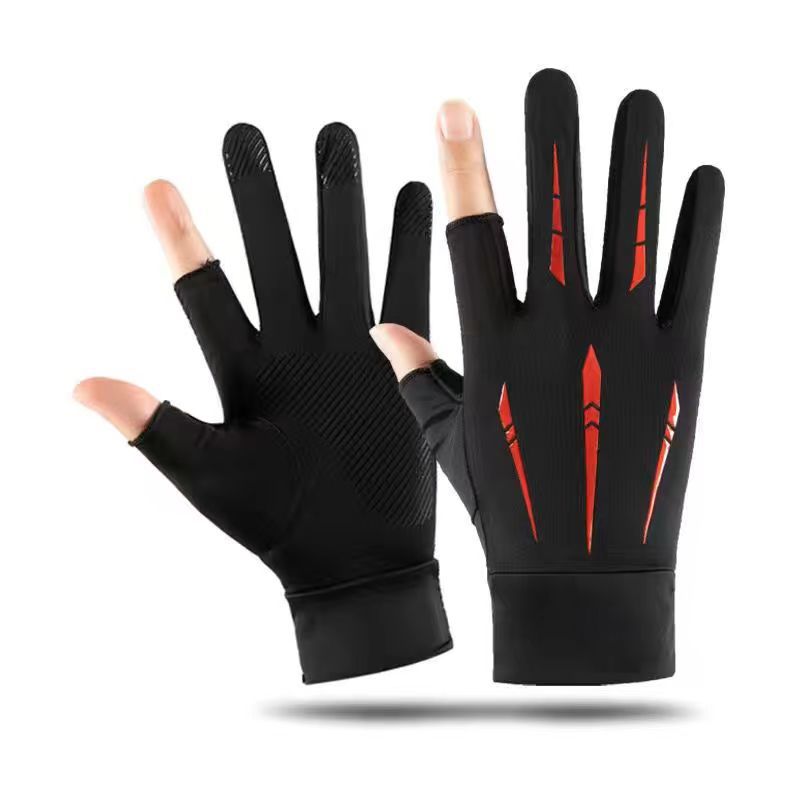 Summer Outdoor Sports Half-finger Gloves Made From Ice Silk With A Non-slip Grip