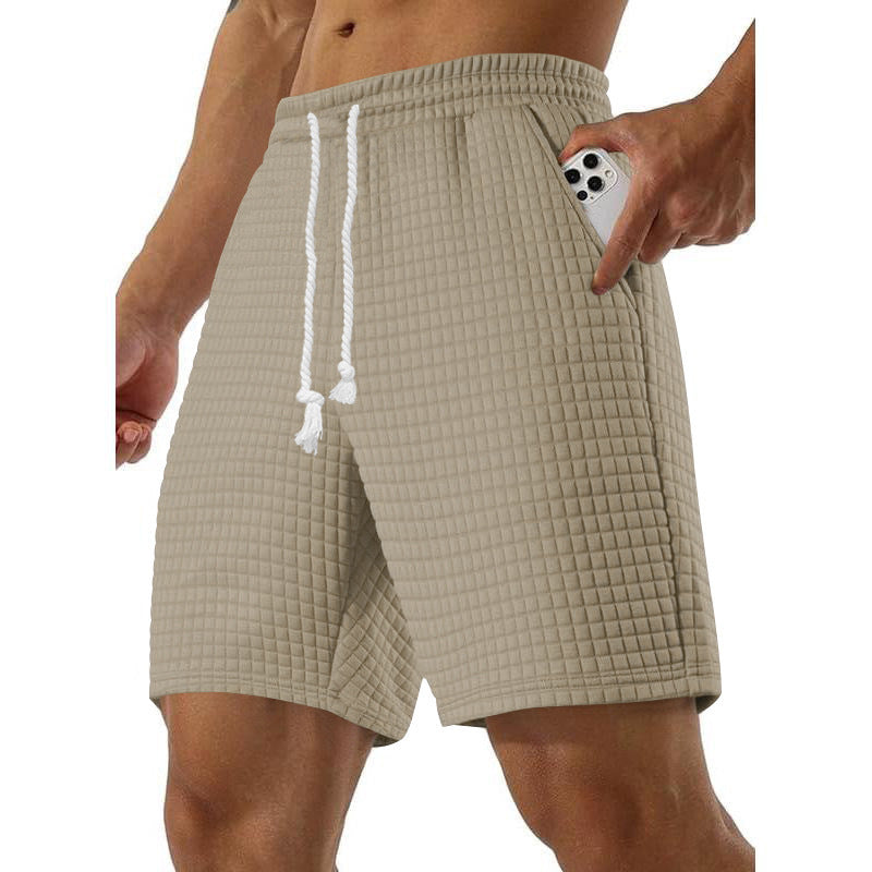 Mens Loose-fit Small-check Sports And Casual Shorts