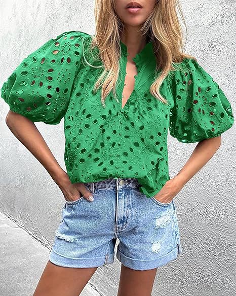 Womens Stylish Casual Hollow-out Lace Top