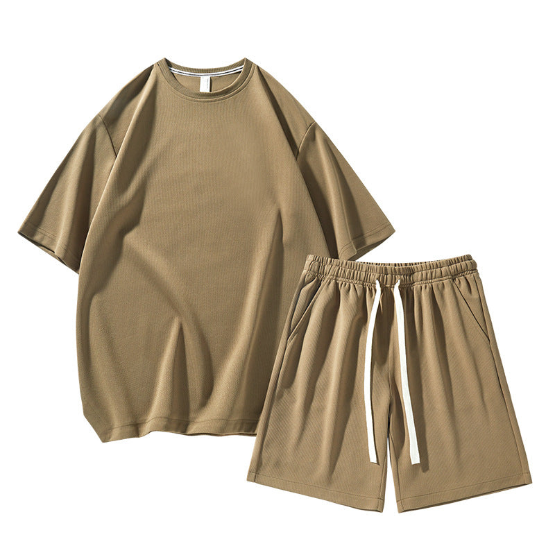 Mens Summer Ice Silk Lightweight Casual Short-Sleeve Shorts Sports Suit  New Arrival