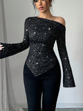 Shoulder Off Shoulder Long Sleeved T-shirt