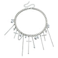 Cross Tassel Pearl Collarbone Chain Jewelry Cool Spicy Girl Necklace Fashion Jewelry