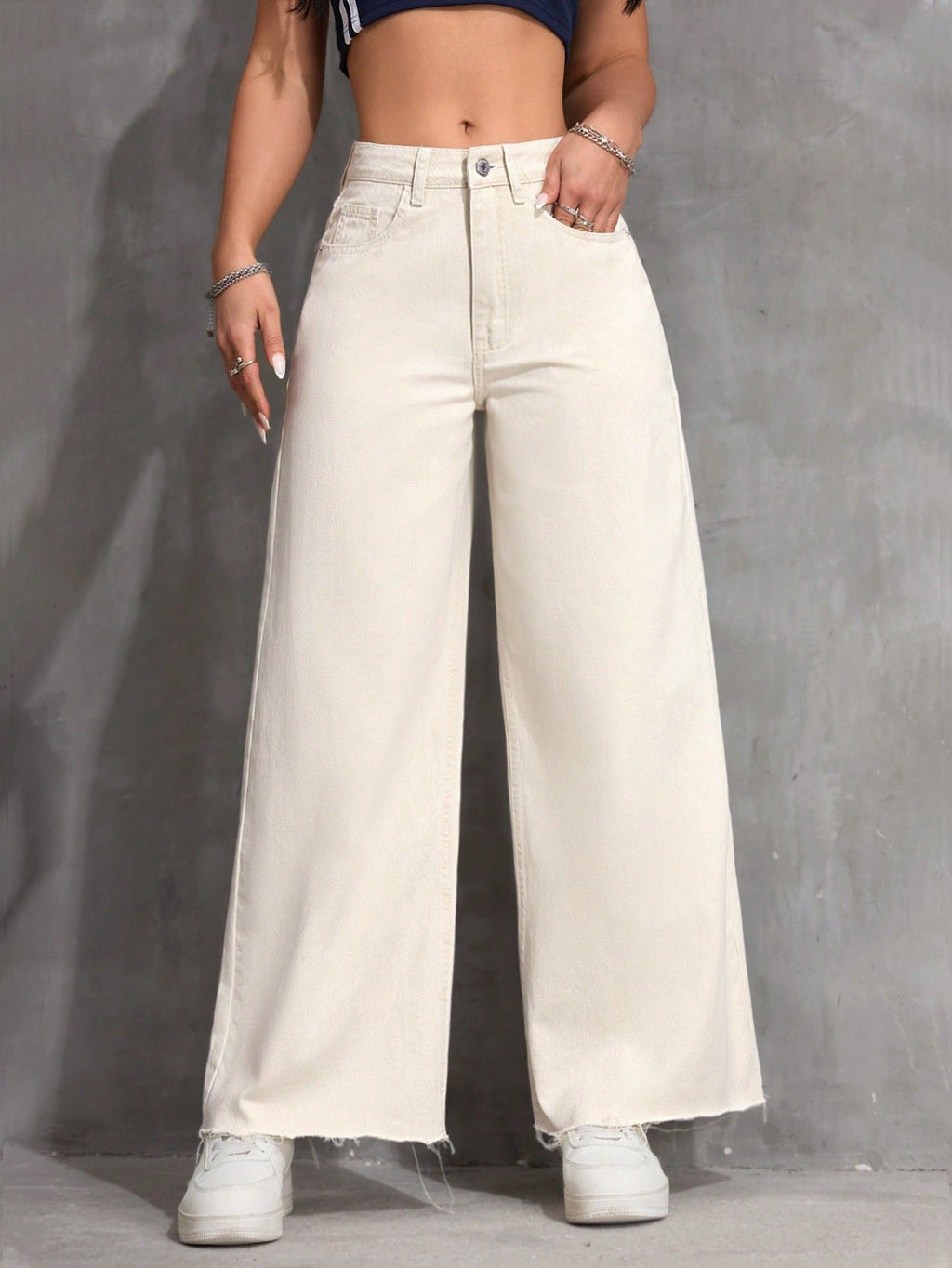 Versatile Solid-color Flared Wide-leg Pants