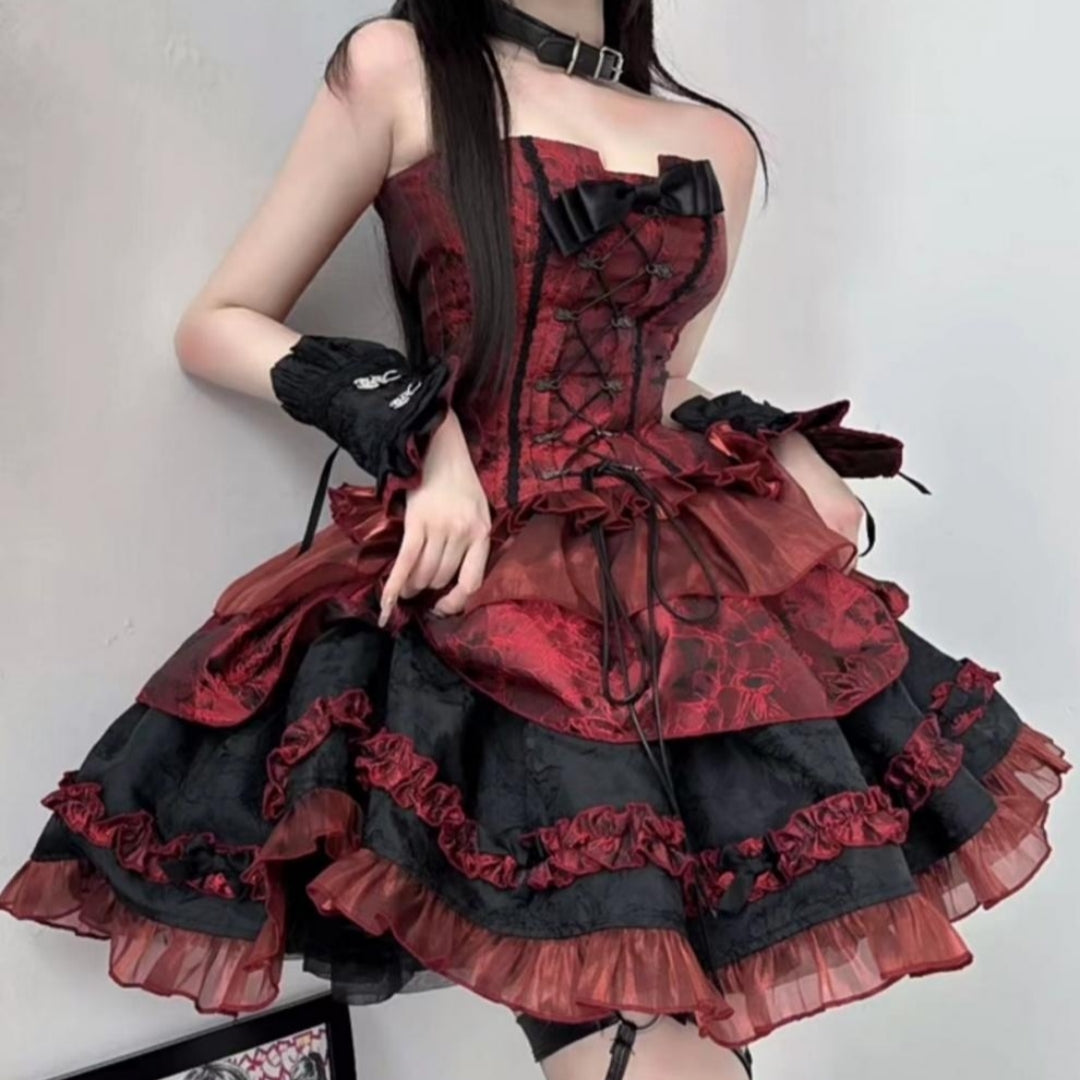 Elegant Designer-style Tube Top And Puff Skirt Three-piece Set