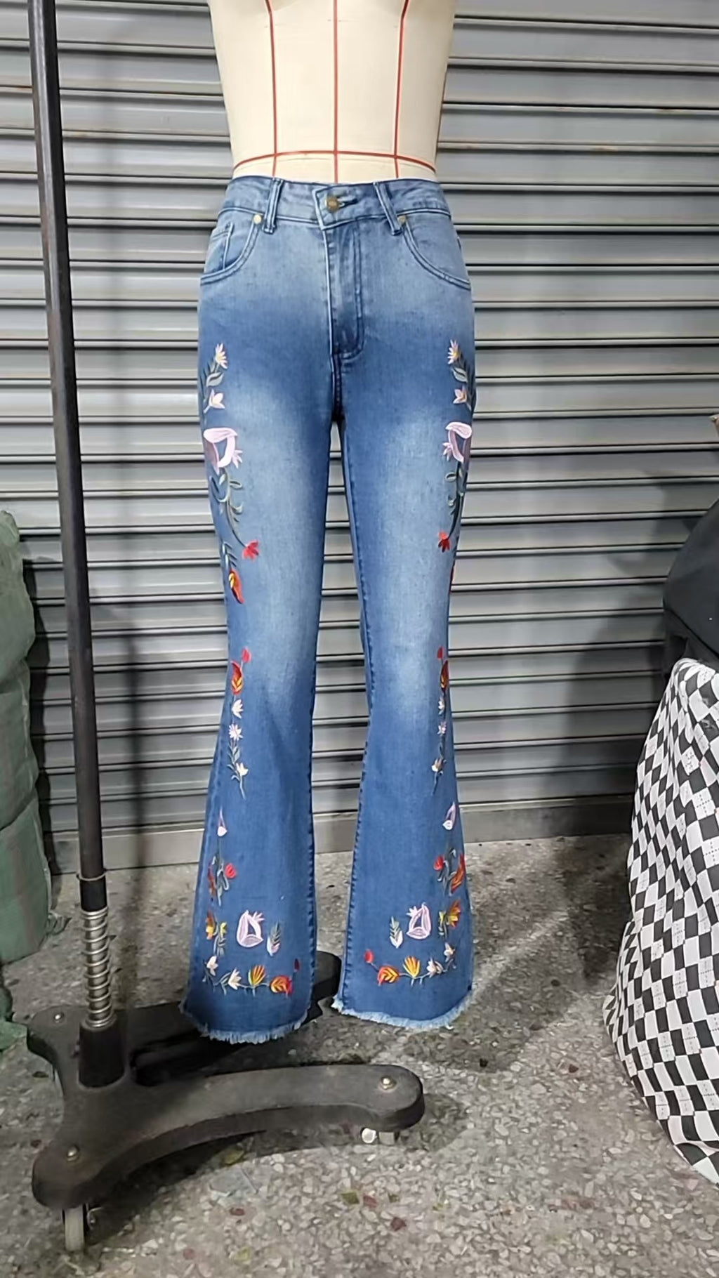 High-elasticity Embroidered Flared Jeans For Women