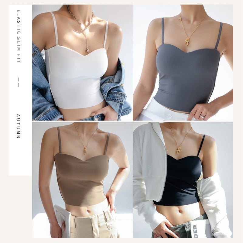 Women's Inner Anti-exposure Underwear Bra With Chest Pad Summer Thin