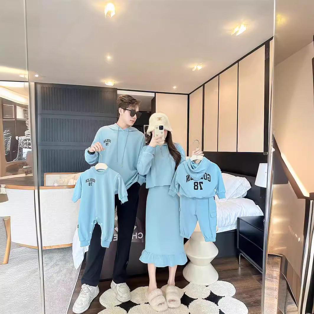 Mother-daughter Dresses Fall Outfits Family-of-three Sets