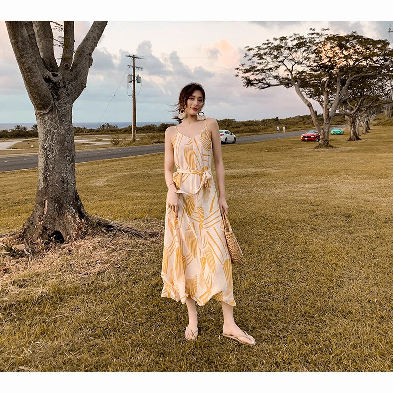 Lace-up Long-sleeved Waist-cinching Maxi Dress