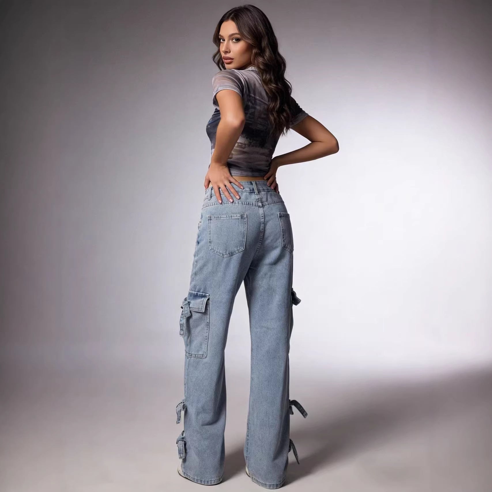 Mid-rise Versatile Womens Jeans In Light Blue