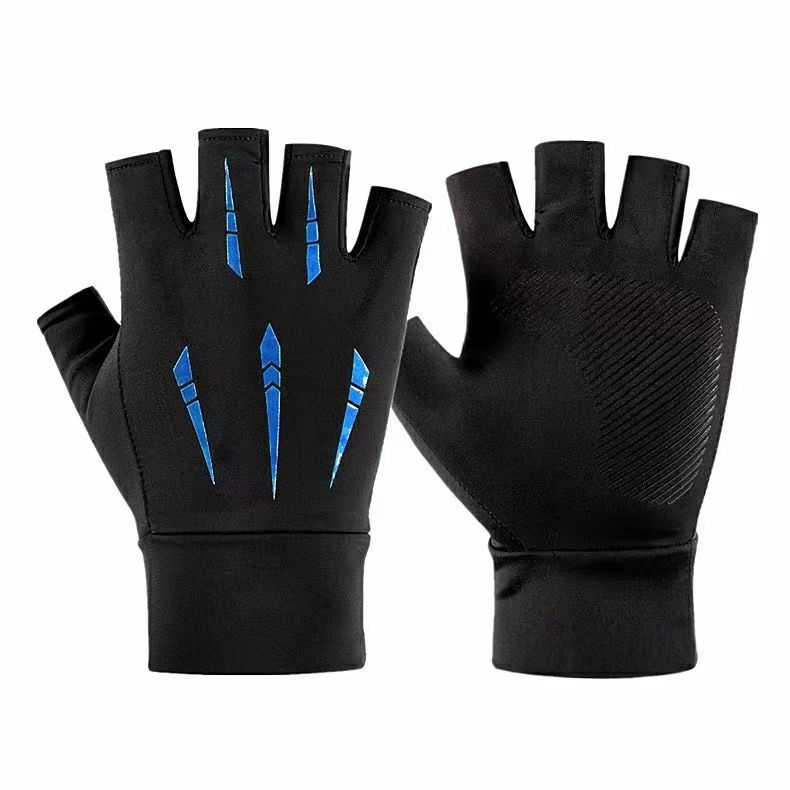 Summer Outdoor Sports Half-finger Gloves Made From Ice Silk With A Non-slip Grip