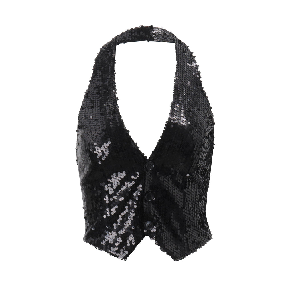 Womens Stylish Sexy Backless Button-up Top