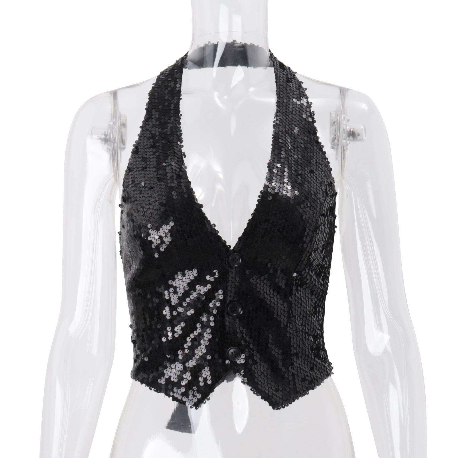 Womens Stylish Sexy Backless Button-up Top