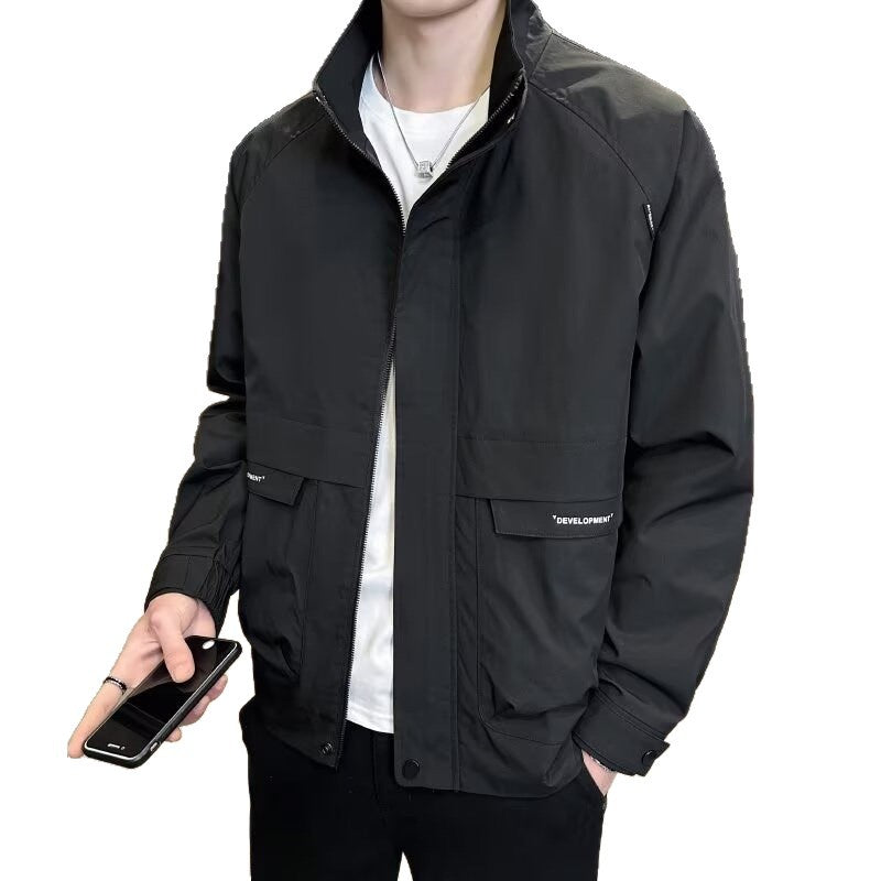 Mens Versatile Casual Jacket A Stylish And Handsome Stand-collar Jacket