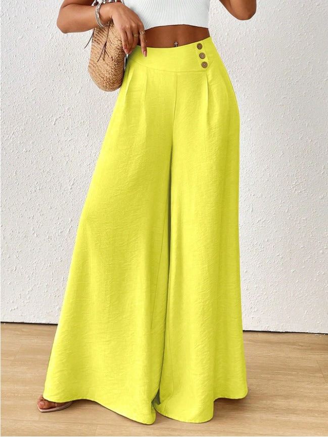 Stylish And Elegant Mid-rise Wide-leg Pants With A Flared Hem