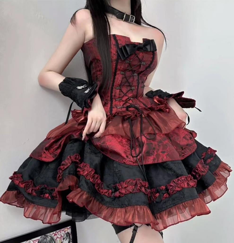 Elegant Designer-style Tube Top And Puff Skirt Three-piece Set