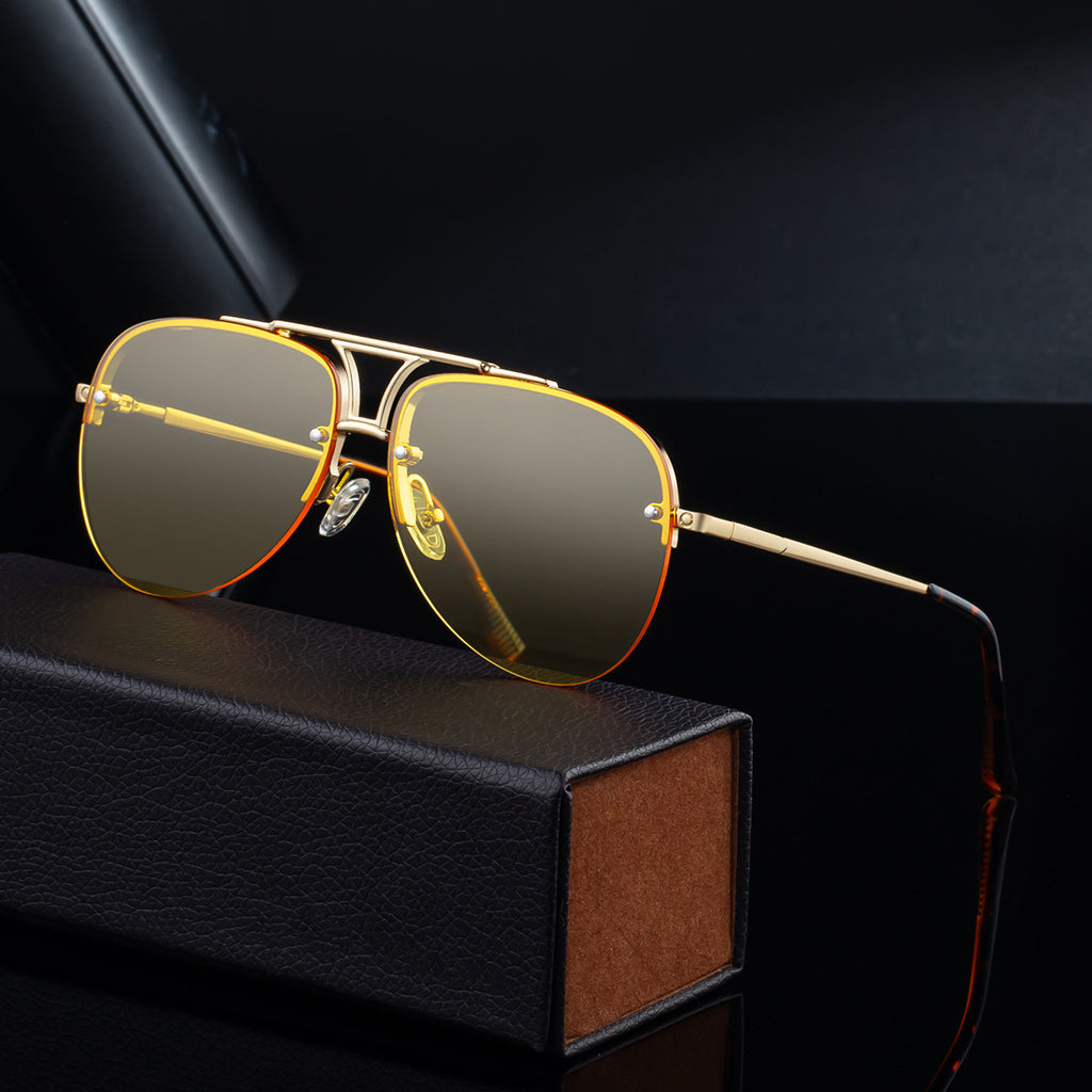 Mens Fashion Metal Half-Frame Sunglasses