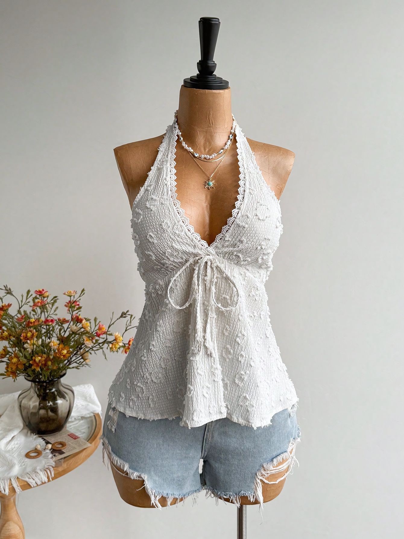 European And American-style Womens Solid-color Halter Strap