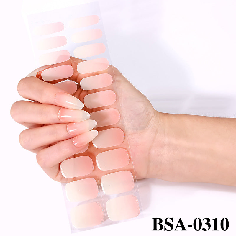 Simple Solid Color Scallion Powder No-bake Gel Nail Stickers