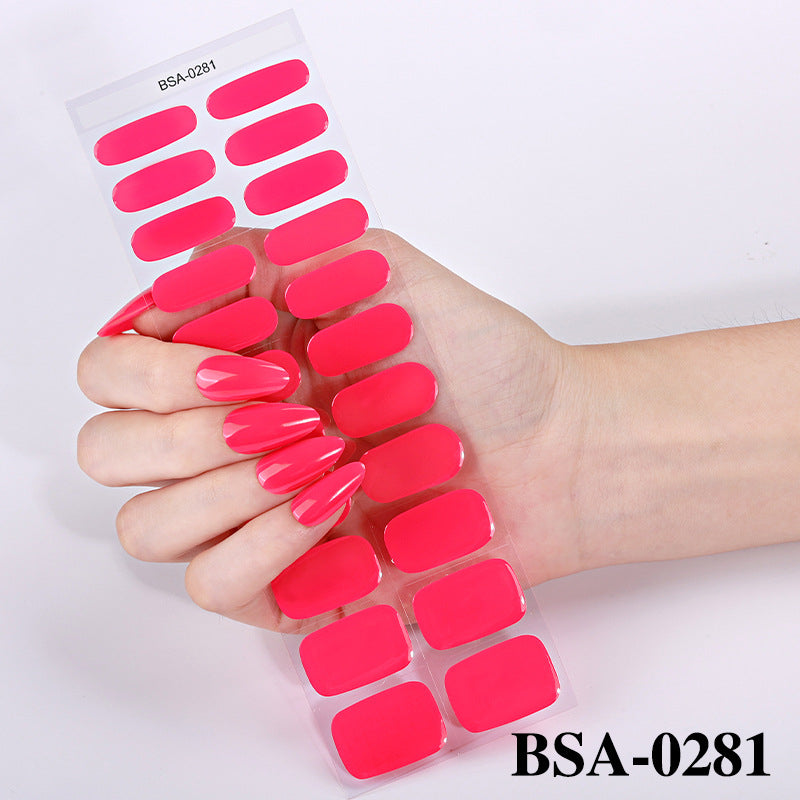 Simple Solid Color Scallion Powder No-bake Gel Nail Stickers