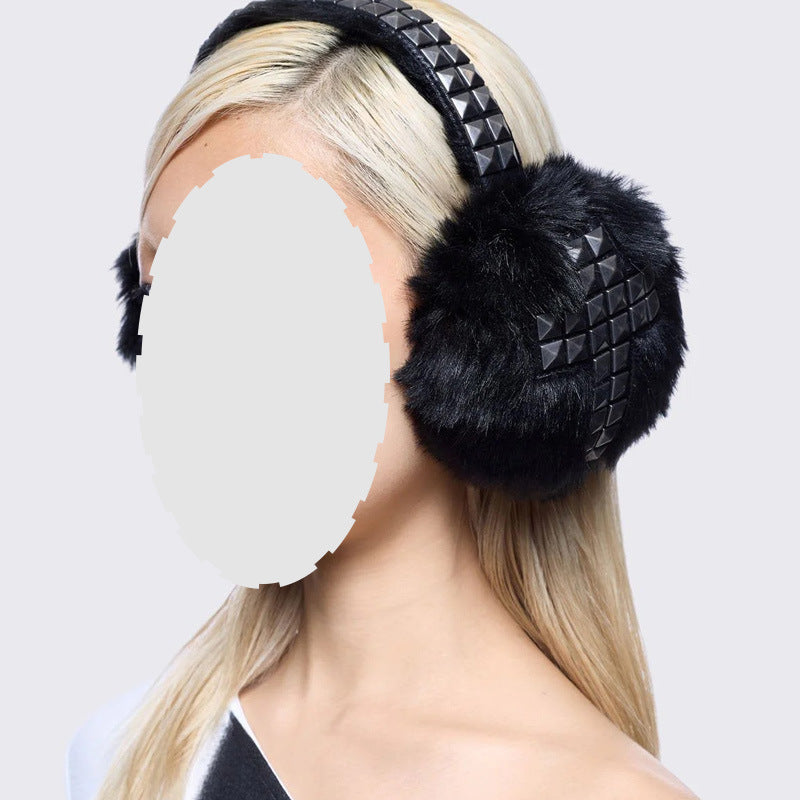 Dark Gothic Rhinestone-Embroidered Earflap Hat With Accessories