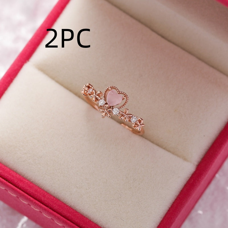 Sparkling Diamond Crystal Zircon Flower Ring Micro Inlaid Sweet Wild Love Flower Open Ring Bracelet