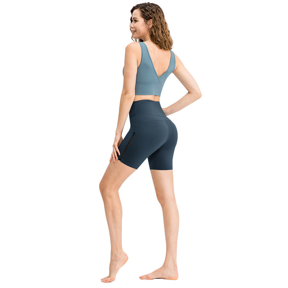 Womens Bare-Look Yoga Double-Sided Brushed Sports Shorts