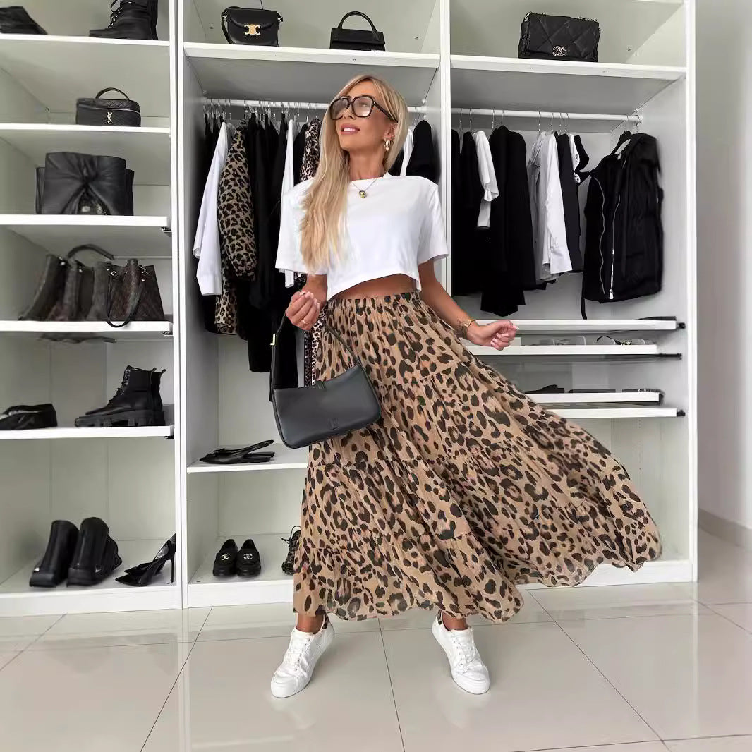 New Autumn Skirt With A Leopard-print Design