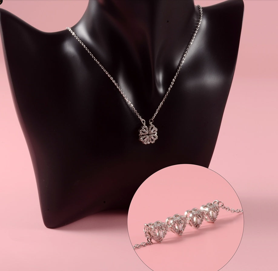 Do DaiKorean Version Full Diamond Small Love Magnet Necklace Female