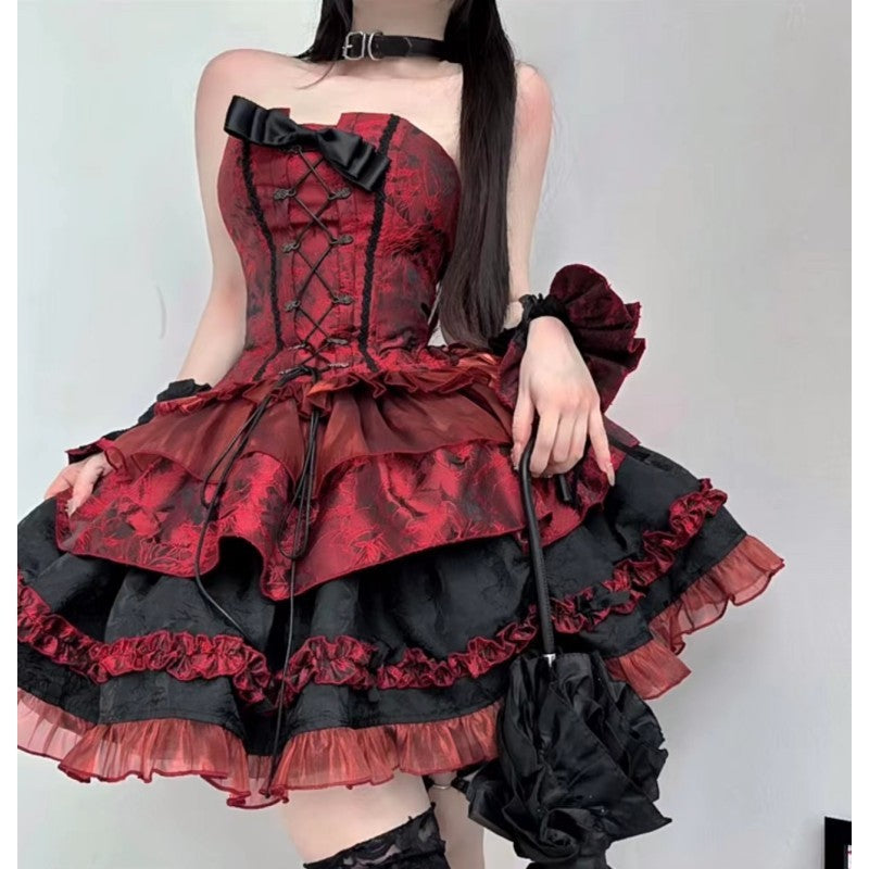 Elegant Designer-style Tube Top And Puff Skirt Three-piece Set