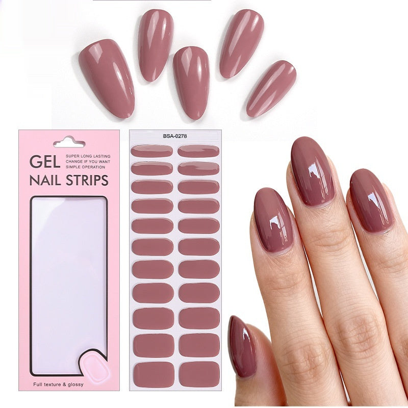 Simple Solid Color Scallion Powder No-bake Gel Nail Stickers