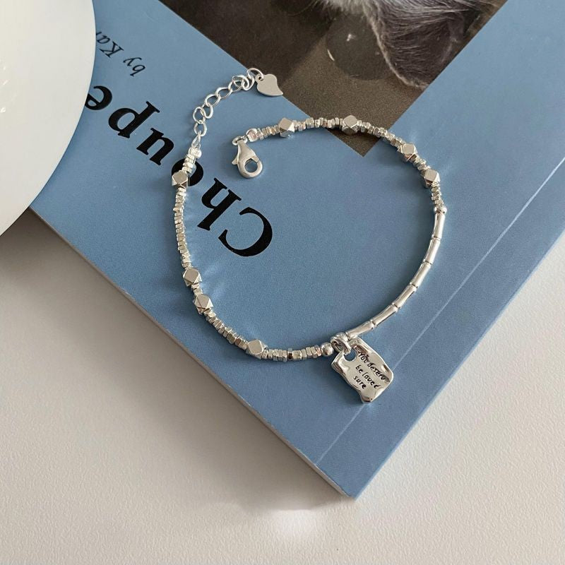 Women's S925 Sterling Silver Love Square Brand Bracelet
