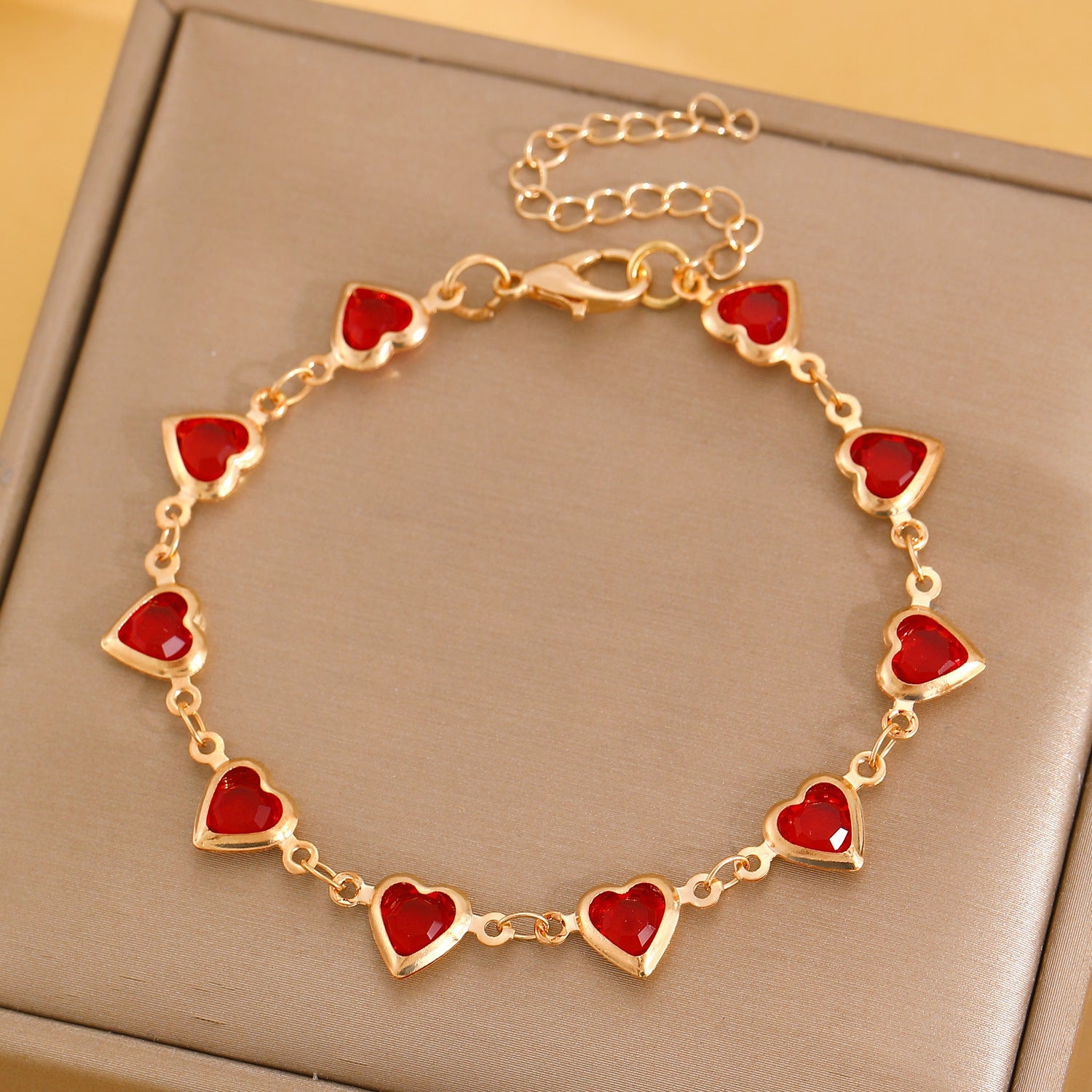 Colored Loving Heart Zircon Bracelet