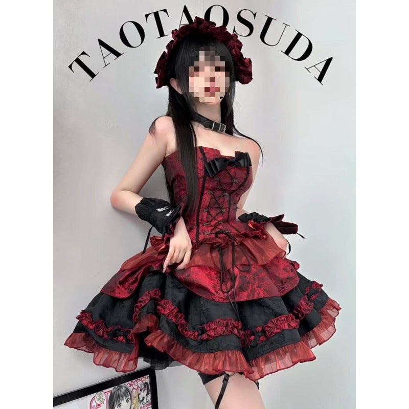 Elegant Designer-style Tube Top And Puff Skirt Three-piece Set