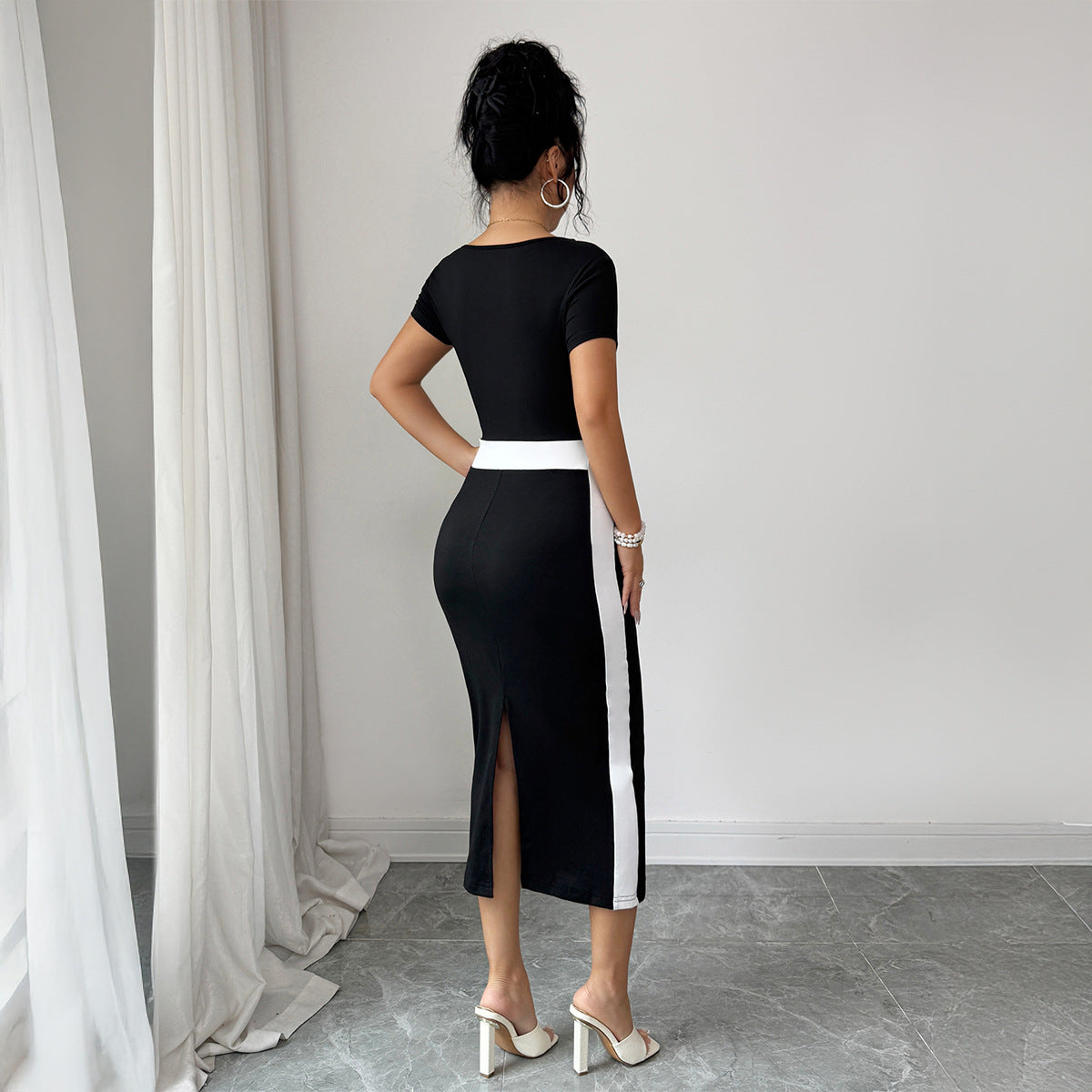 Ladies' Exquisite Color Matching A-line Dress