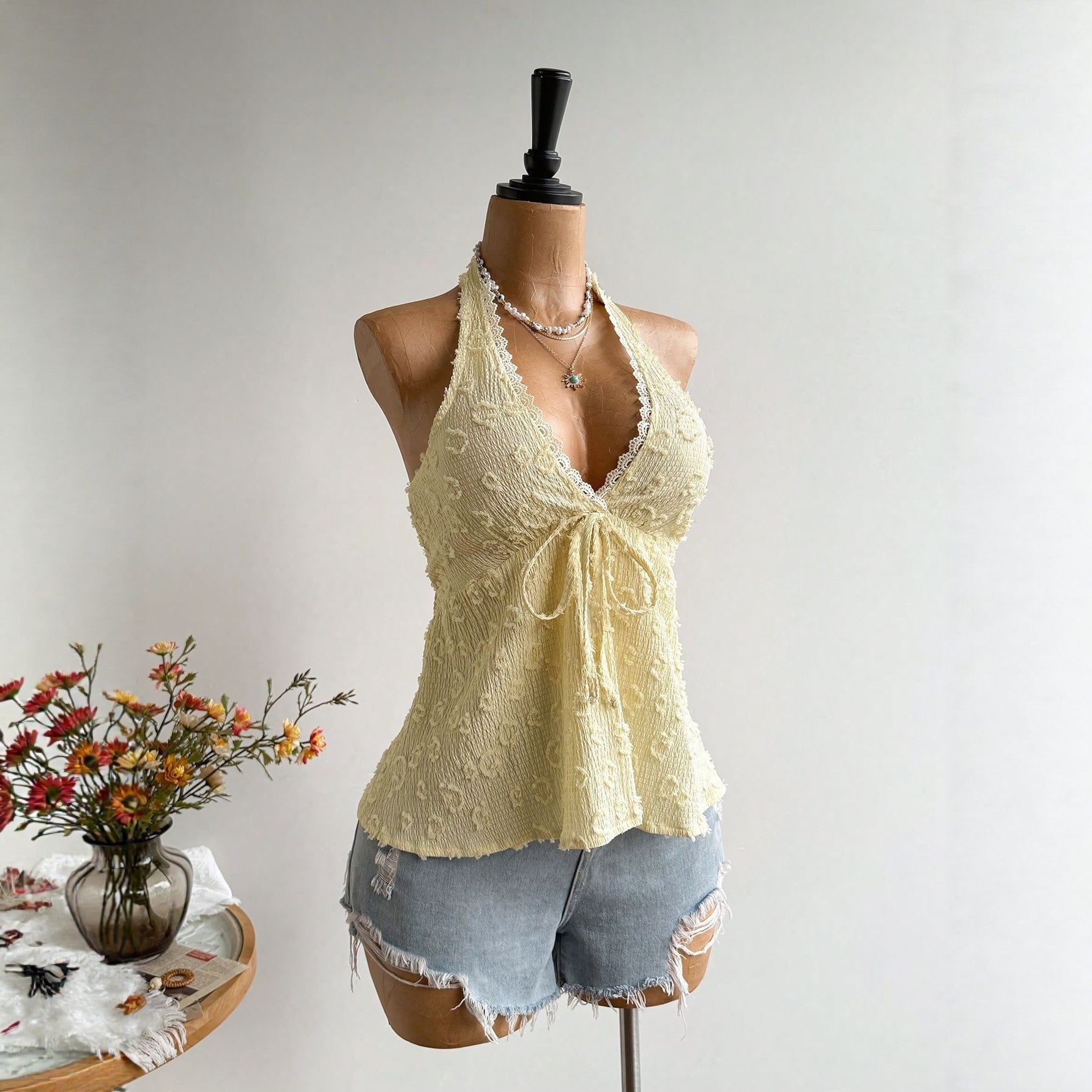 European And American-style Womens Solid-color Halter Strap