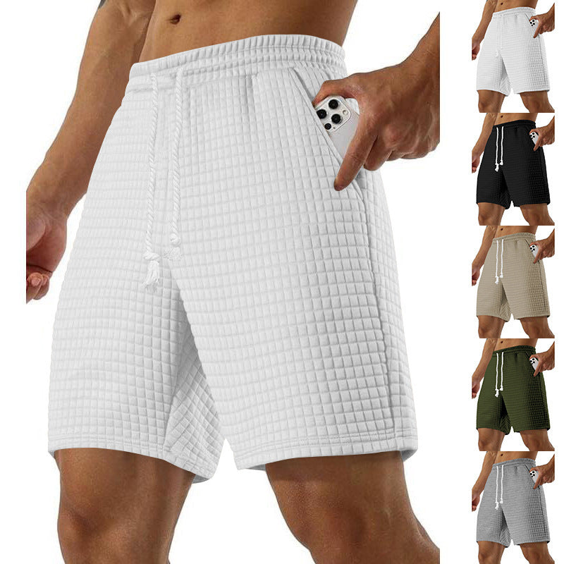 Mens Loose-fit Small-check Sports And Casual Shorts