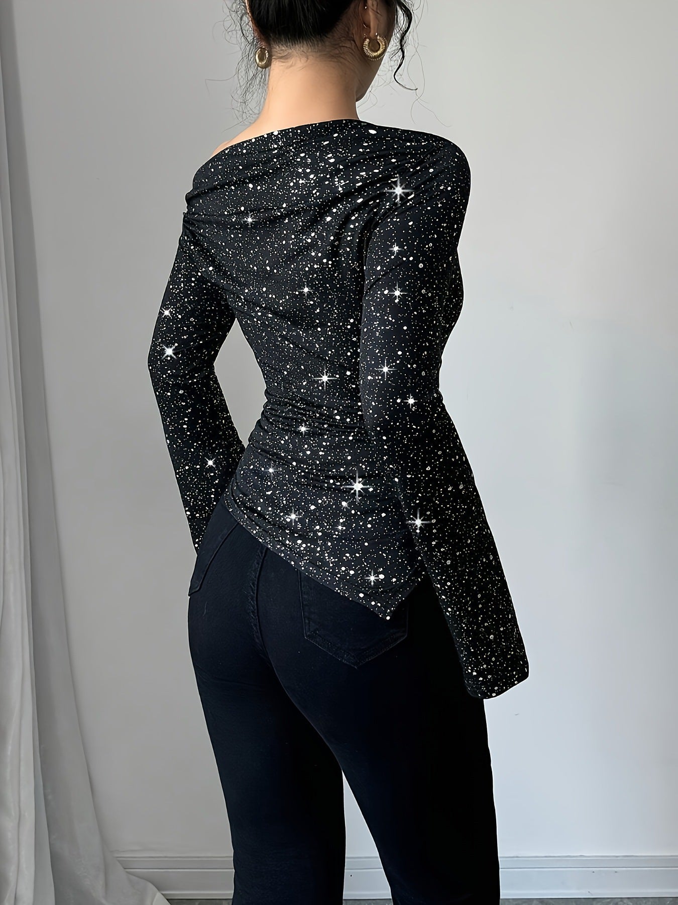 Shoulder Off Shoulder Long Sleeved T-shirt