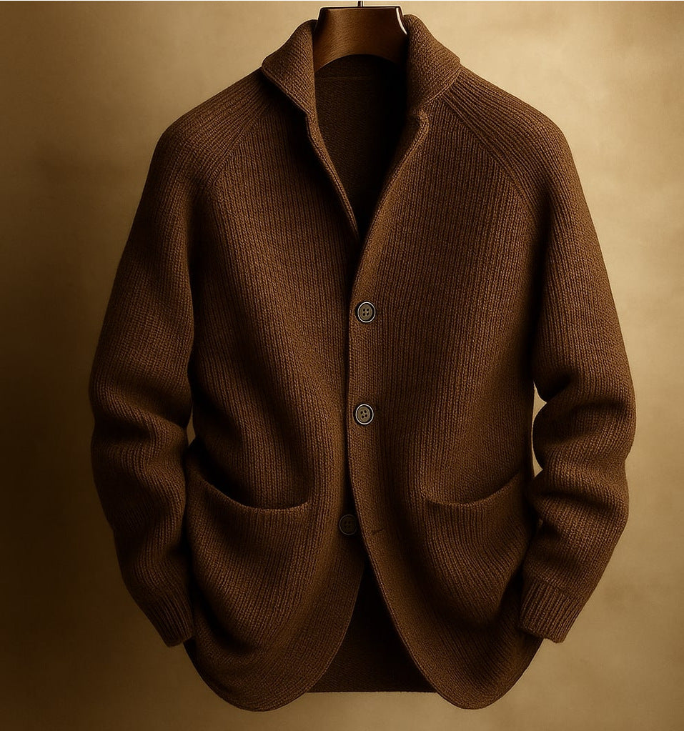 Men's Knitted Cardigan Fashion Casual Pocket Button Jacket Long Sleeve Top Clothing