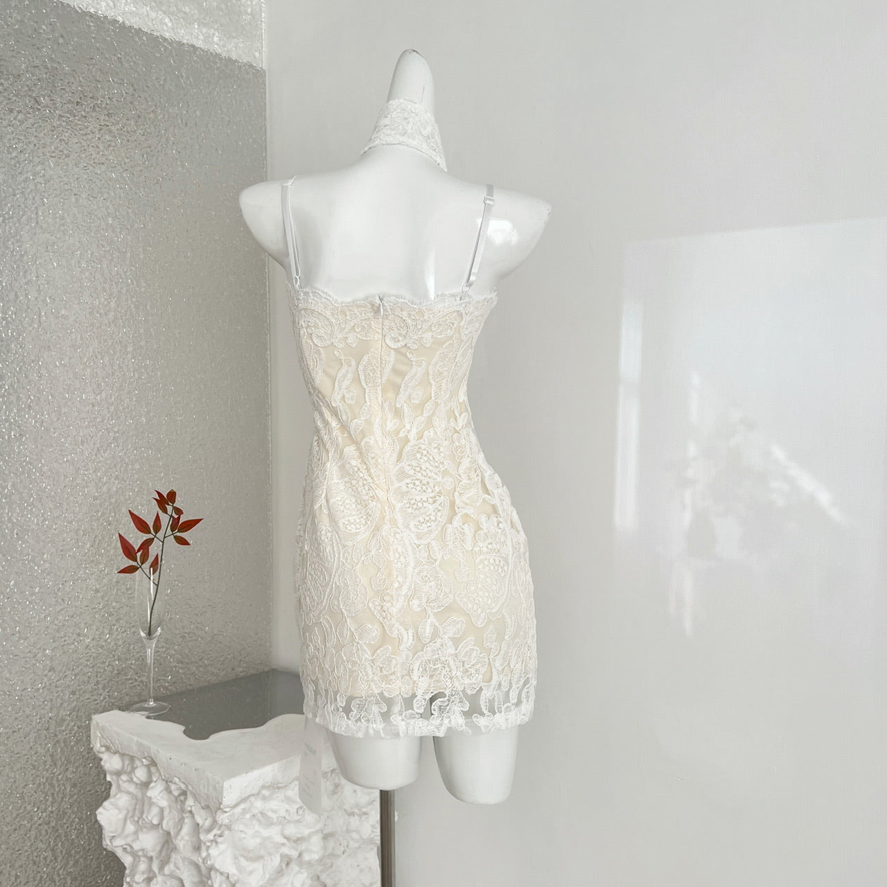 2026 French Lace Mini Dress  Club & Party Must-HaveSexy French Halter Mini Dress  Party & Prom Look