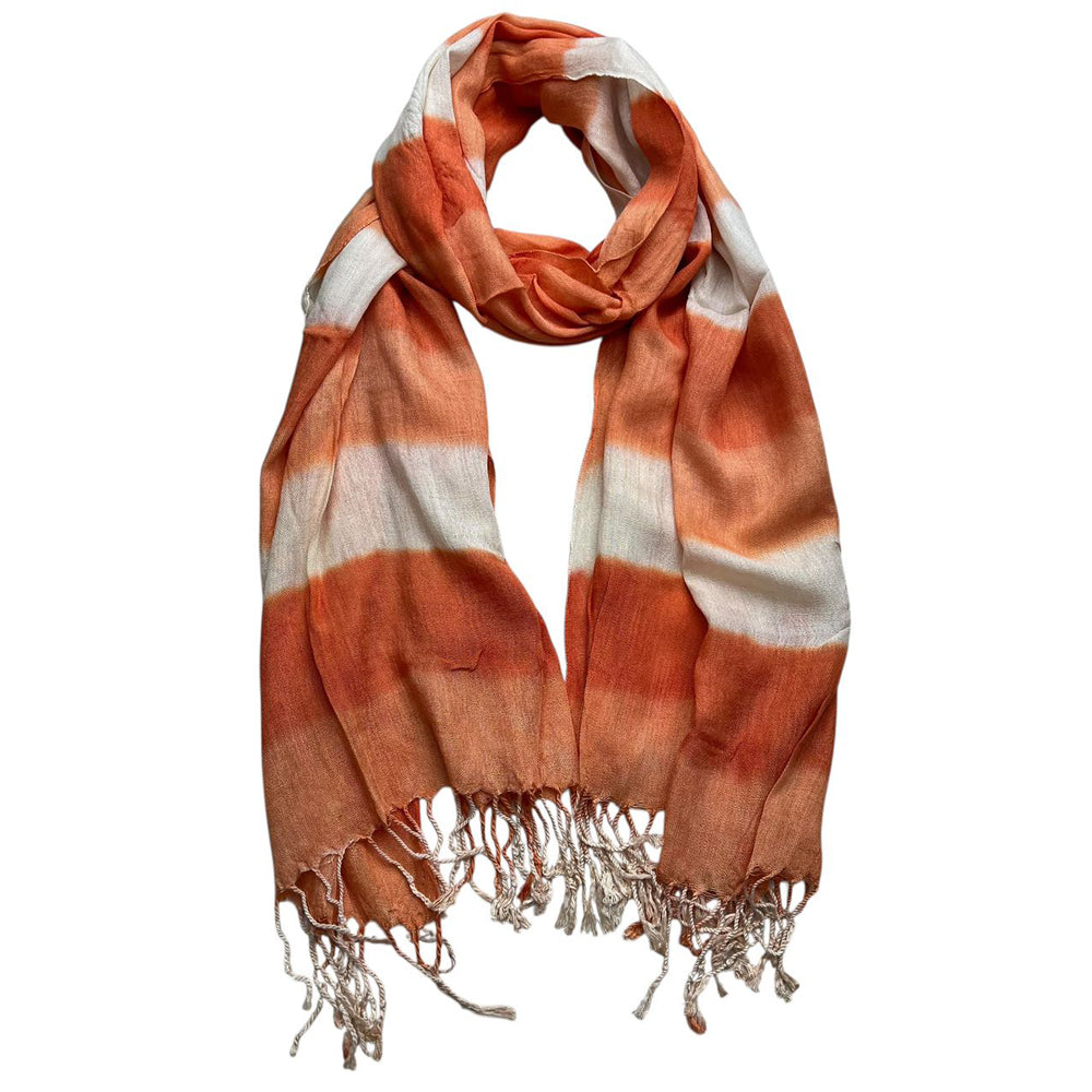 2pcs Coral Toned Abstract,Flowy Casual Scarf ,Orange Red Printed Scarf,Fringed Edges For Movement Women Men